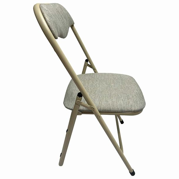 Стул складной для дома и офиса РС04, бежевый перламутровый каркас, рогожка бежевая - Вид 5