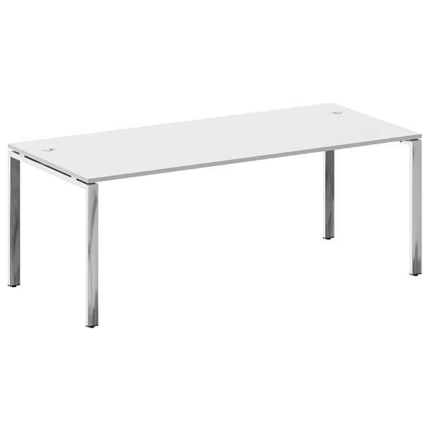 Metal System Direct Стол рабочий руководителя на П-обр. м/к БП.СРР-6.9 Белый/Нерж. сталь 2000*900*750 - Вид 1