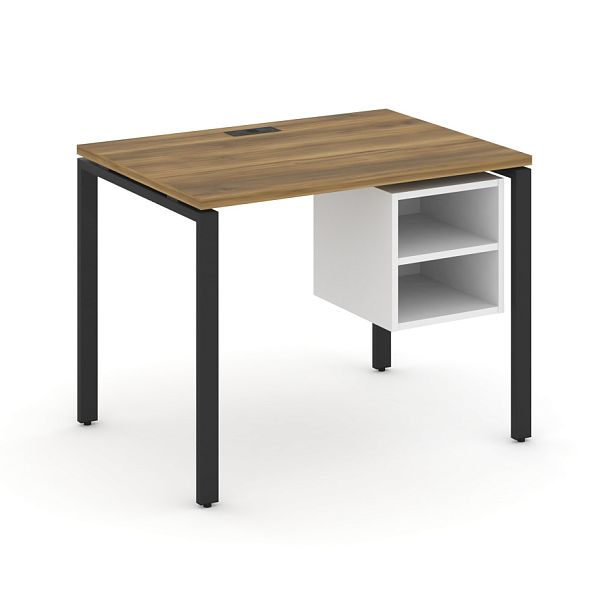 Concept Стол рабочий с подвесной тумбой с 2 открытыми нишами CN.SP-105 Сандал Янтарный/Белый Бриллиант/Металл Черный 980*720*750 - Вид 1