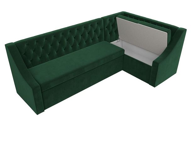 Кухонный угловой диван Мерлин правый (полностью велюр зеленый) - Вид 6