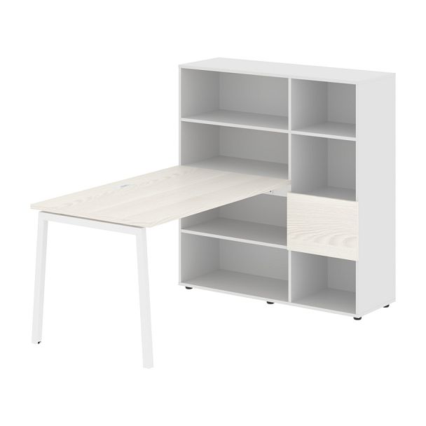 Стол-стеллаж ELRST 1213 Ясень Траун/Белый/Белый 1790х1250х1355 EDIS - Вид 1