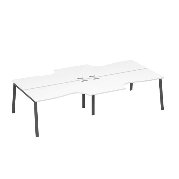 Рабочая станция столы Классика (4х160) опоры TRE A4 А4 Б3 185-2 БП белый премиум / металлокаркас антрацит - Вид 1