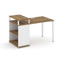 Concept Стол рабочий с опорным стеллажом с верх. горизонтом  CN.SP-205 Сандал Янтарный/Белый Бриллиант/Металл Белый 1400*720*917 - Фото предпросмотра