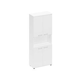 Шкаф для документов 4-дверный с открытой нишей Space+ А1 9374 БП белый премиум - Фото предпросмотра