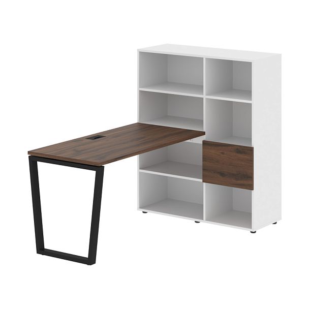 Стол-стеллаж EVRST 1113 Дуб Денвер тёмный/Черный/Белый 1790х1120х1355 EDIS - Вид 1