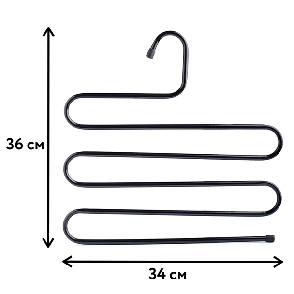 Вешалка для брюк и одежды "ЗМЕЙКА", 5 секций, размер 34х36 см, черная, BRABIX, 608463 - Вид 3