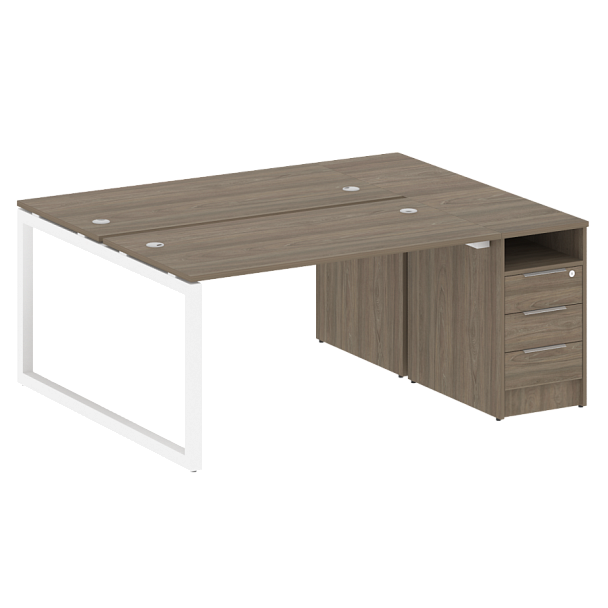 Metal System Quattro Р. ст. с тумбой на О-образном м/к 50БО.РС-СТП-2.3 Вяз/Белый металл 1812*1475*750 - Вид 1