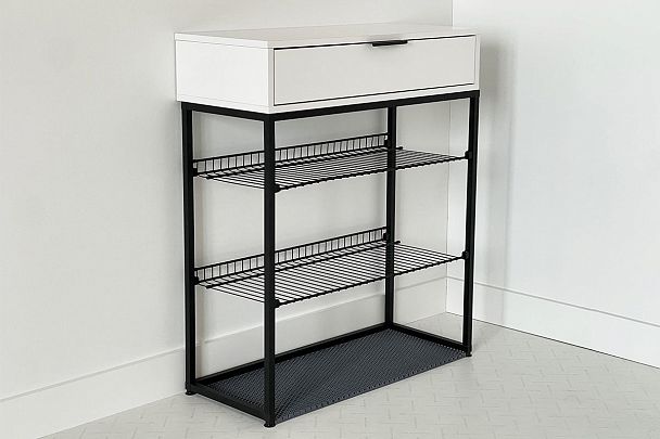 Обувница Краш LMN-13.2554 черный муар/белое дерево - Вид 9