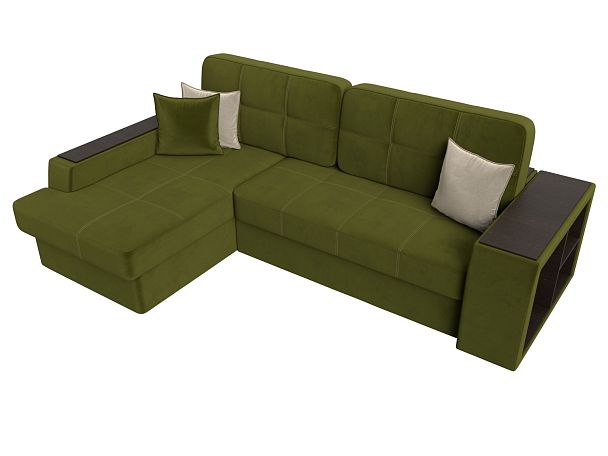 Угловой диван Брюссель левый (полностью микровельвет зеленый) - Вид 5