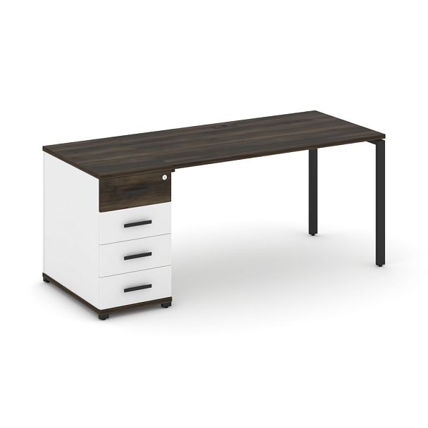 Concept Стол рабочий с 1 опорной тумбой CN.SP-403 W Дуб Мали/Белый Бриллиант/Металл Черный 1800*720*750 - Вид 1