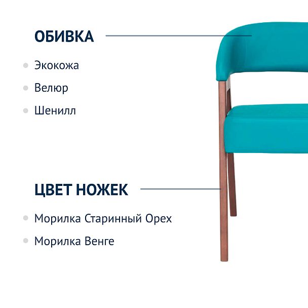 Стул Ricco, кожзам Galaxy Dark Green, ножки бук - Вид 3