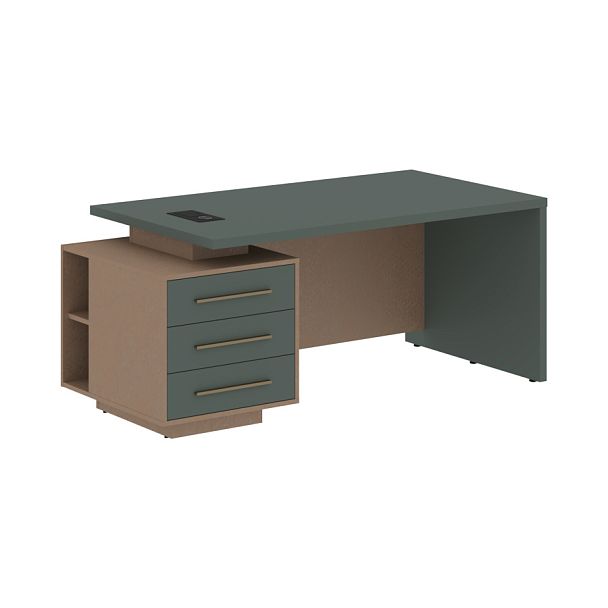 Стол руководителя с тумбой VCT 1890(L) Нефрит/Бронза браш/Кобра 1800х900х750 VELION - Вид 1