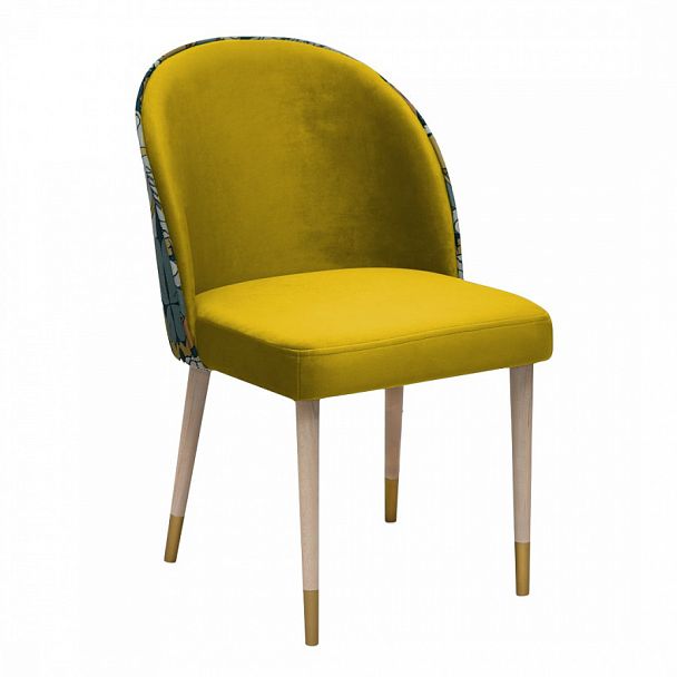 Стул Тони, велюр желтый, гобелен совы - Вид 1