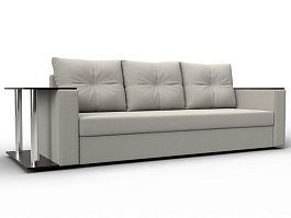 Диван прямой Атланта Лайт со столом слева Рогожка бежевый - Фото предпросмотра