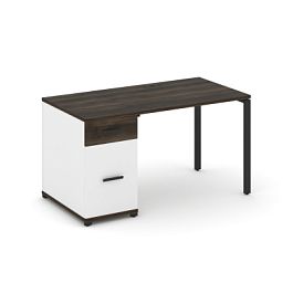 Concept Стол рабочий с 1 опорной тумбой CN.SP-405 W Дуб Мали/Белый Бриллиант/Металл Черный 1400*720*750 - Фото предпросмотра