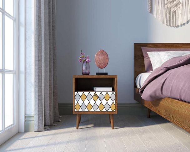 Тумбочка Berber с одним ящиком 22 принт арт BB06/Print_22, разноцветная - Вид 4