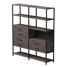 Набор стеллажных систем №8 Everprof EVO 2440x385x1840 Дуб Пасадена/Черный - Фото предпросмотра