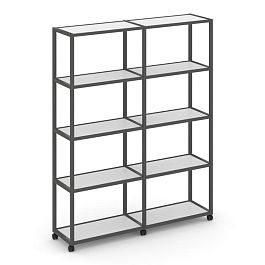 Shelf Mobile Стеллаж 5 уровней 2 секции VR.LT-STK-511.10 Белый Бриллиант/Металл Антрацит 1970*400*2000 - Фото предпросмотра
