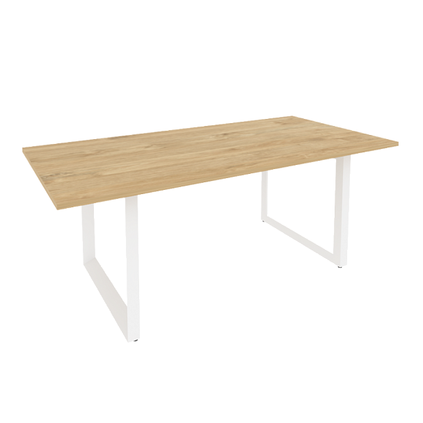 Onix Direct Стол переговорный на О-образном м/к O.MO-PRG-19 Тиквуд светлый/Белый металл 1980*980*750 - Вид 1