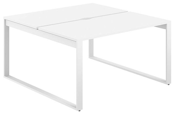 Рабочая станция Allegro 1400х1438х750  / профиль О-образный: 70х20 белый; столешница с вырезом: белый - Вид 1