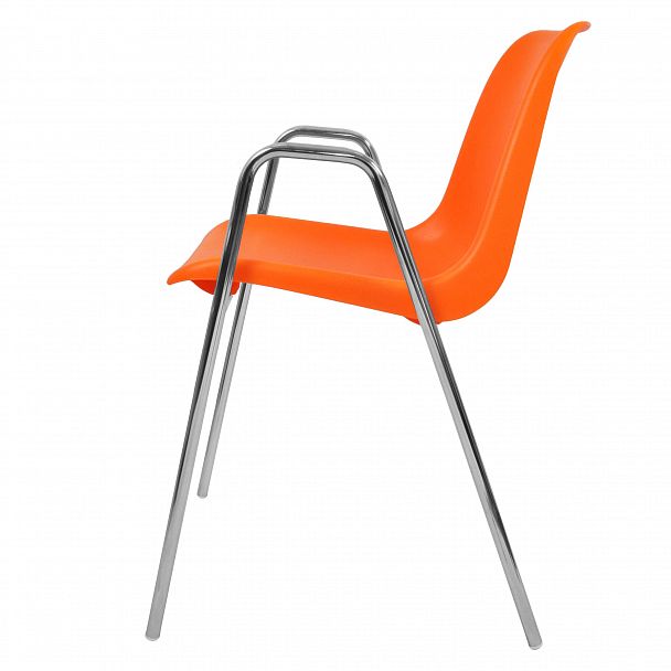 Стул Vicenza (4 высокие ножки c подлокотниками), каркас Хром, оранжевый, стопируемый - Вид 4
