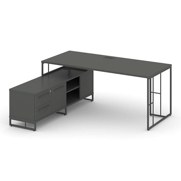 Rift Direct Стол руководителя на опорной тумбой RF.SRT-25 (L) Антрацит/Металл Антрацит 1780*1600*750 - Вид 1