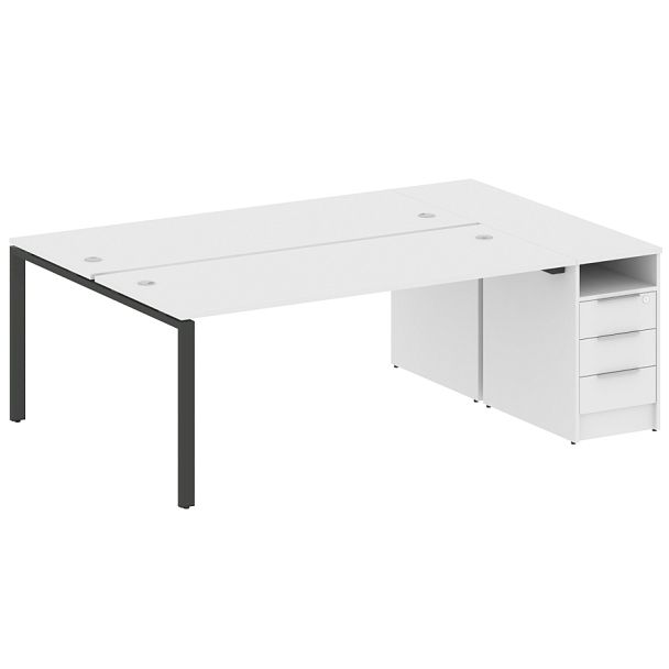 Metal System Р. ст. с тумбой на П-образном м/к БП.РС-СТП-2.5 Белый/Антрацит металл 2212*1475*750 - Вид 1