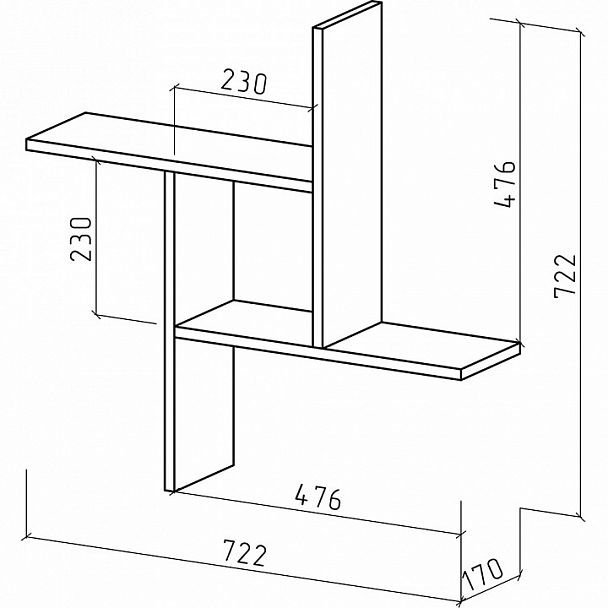 Полка навесная Лайт-35 - Вид 2