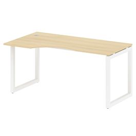 Metal System Quattro Стол криволинейный левый на О-образном м/к 50БО.СА-1 (L) Акация/Белый металл 1600*900*750 - Фото предпросмотра