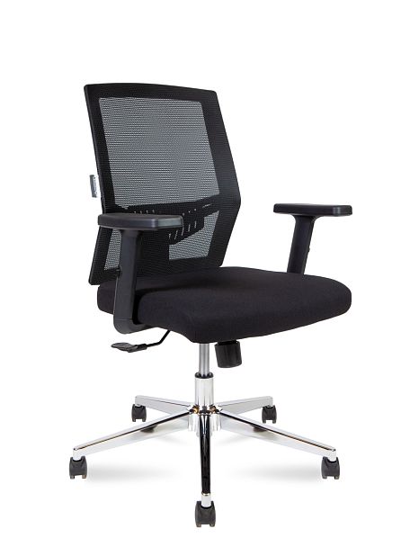 Кресло Торонто LB / база хром / черный пластик / черная сетка / черная ткань - Вид 1