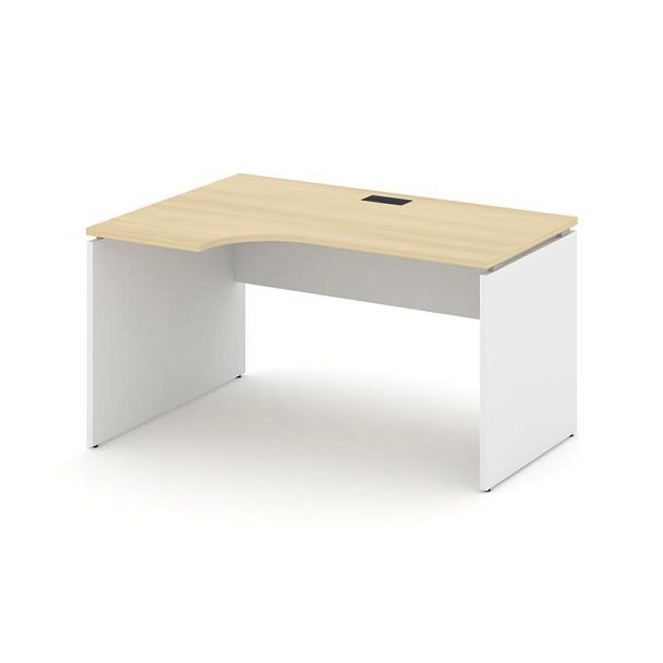 Стайл Проджект Стол рабочий эргоном. SN-D.SPA-001(L) Акация Лорка/Белый/Черная Заглушка 1380*600/980 - Вид 1