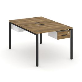 Concept Рабочая станция 2 сторонняя с подвесными тумбами на 2 места CN.DRS-109 W Сандал Янтарный/Белый Бриллиант/Металл Черный 980*1480*750 - Фото предпросмотра