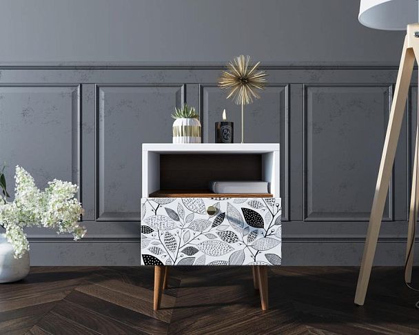 Тумбочка Berber с одним ящиком 9 принт арт BB06/Print_09, разноцветная - Вид 2