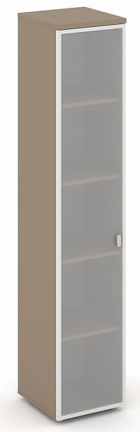 Шкаф высокий узкий (1 высокий фасад стекло в раме сатин матовый) "ESTETICA" ES.SU-1.10R Латте/Сатин матовый - Вид 1