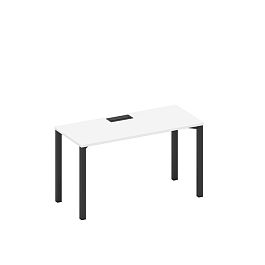 Стол письменный на металлокаркасе, столешница с заглушкой Space+ А1 ЧР 004 БП белый премиум / черный гладкий - Фото предпросмотра