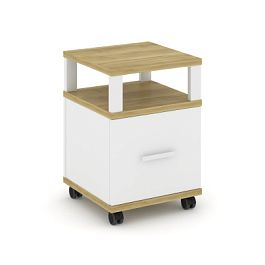 Concept Тумба мобильная 1 распаш. фасад с надставкой CN.TUM-008 W Дуб Винченцо/Белый Бриллиант/Металл Белый 420*420*615 - Фото предпросмотра