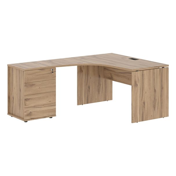 Стол эргономичный с тумбой EDCET 1318(L) Дуб Денвер светлый/Черный 1360х1880х750 EDIS - Вид 1