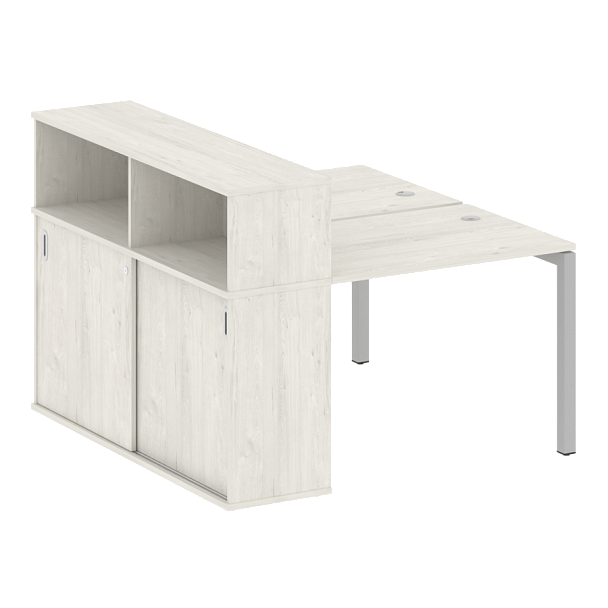 Metal System Quattro Р. ст. с шкафом-купе на П-образном м/к 50БП.РС-СШК-2.1 Т Дуб наварра/Серый металл 1410*1475*1098 - Вид 1