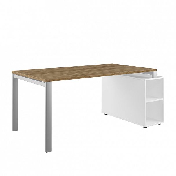 Стол руководителя на опорной тумбе. Левый Tess 180x90x75 орех - Вид 1