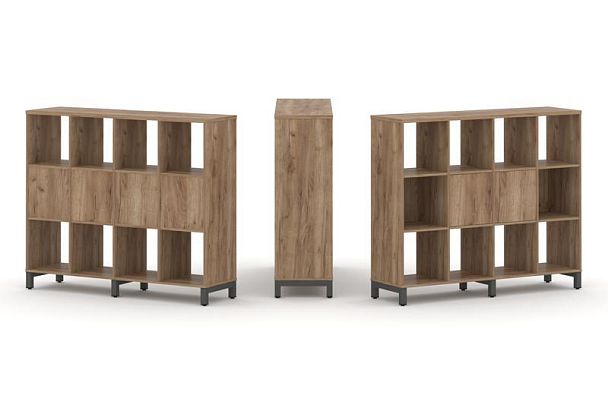 Стайл Проджект Набор стеллажа 1 сторон., 3 яр. SN.NS-341 Дуб Табак/Металл Антрацит 1488*400*1248 - Вид 1