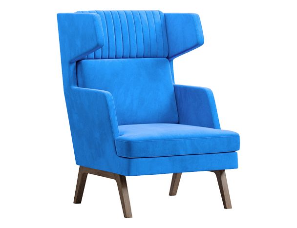 Кресло Everprof Marko высокое Ткань Голубой Темное дерево - Вид 1