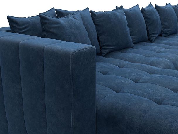 Диван П-образный Лига-052 НПБ МегаЛонг Велюр синий - Вид 4