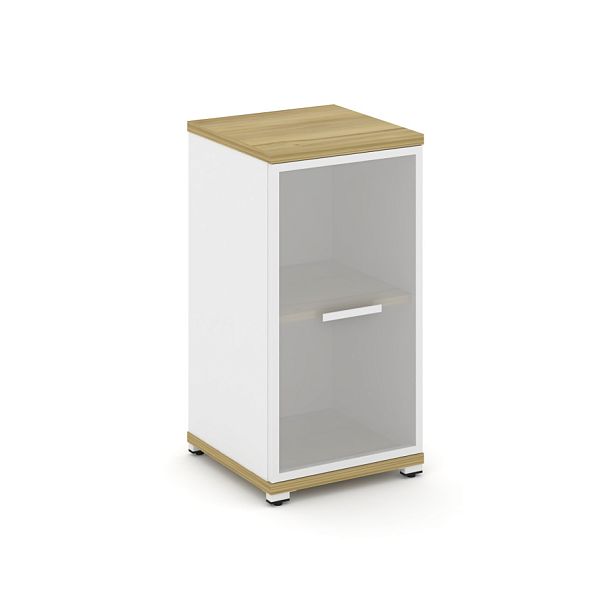 Concept Шкаф 1 узкая секция, 2 ниши CN.STU-213 RMW W Дуб Винченцо/Белый Бриллиант/Металл Белый/Сатин 420*420*818 - Вид 1