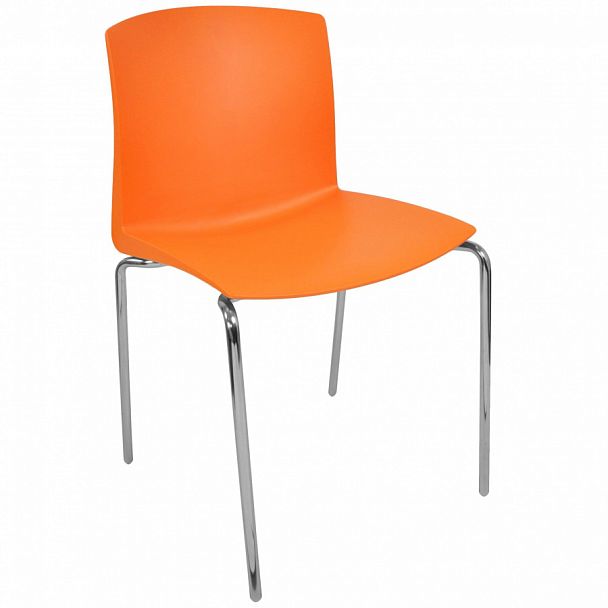 Стул Pull (4 ножки) каркас Хром, оранжевый, стопируемый - Вид 1
