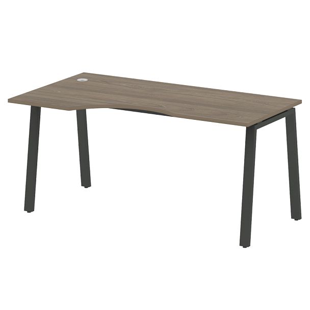 Metal System Стол криволинейный левый на А-образном м/к БА.СА-1 (L) Вяз/Антрацит металл 1600*900*750 - Вид 1