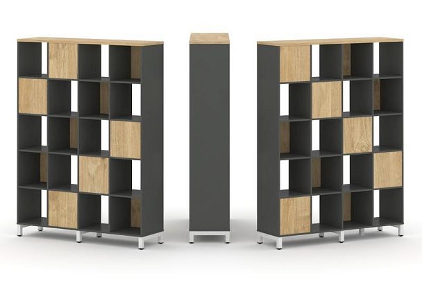 Style Project Набор стеллажа 2-х сторон., 5 яр. SN.NSD-541 Антрацит/Тиквуд Светлый/Металл Белый 1488 - Вид 1