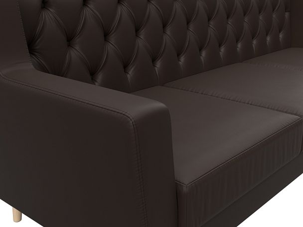 Прямой диван Брайтон 3 Люкс (полностью экокожа коричневая) - Вид 4