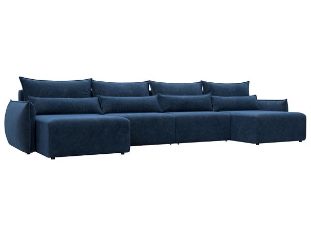 Диван П-образный Лига-051 НПБ Лонг Велюр синий - Вид 1