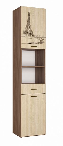 Пенал с ящиками Орион (2200х450х425) ясень шимо/дуб сонома - Вид 1