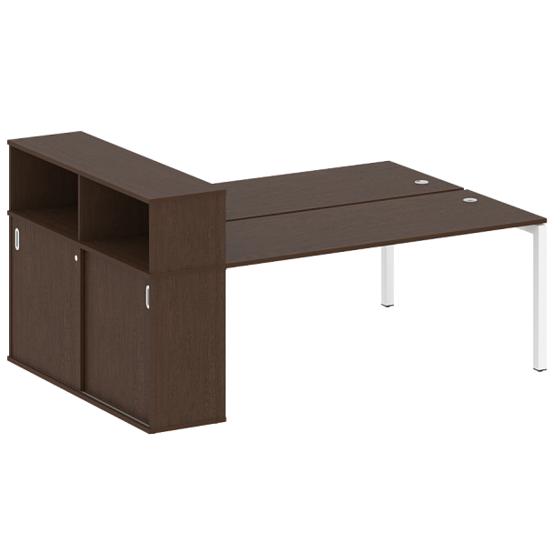 Metal System Quattro Р. ст. с шкафом-купе на П-образном м/к 50БП.РС-СШК-2.5 Т Венге/Белый металл 2210*1475*1098 - Вид 1